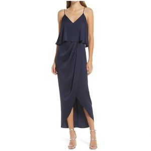 NEW Shona Joy Luxe Cocktail Frill Dress - Sapphire